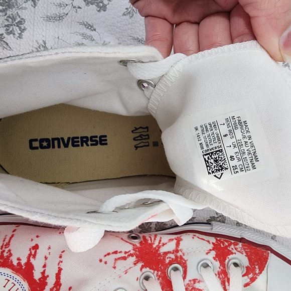 Custom Painted Zombie Hunter/Splatter Hi-Top Converse All-Stars Unisex W9/M7 - Picture 10 of 12